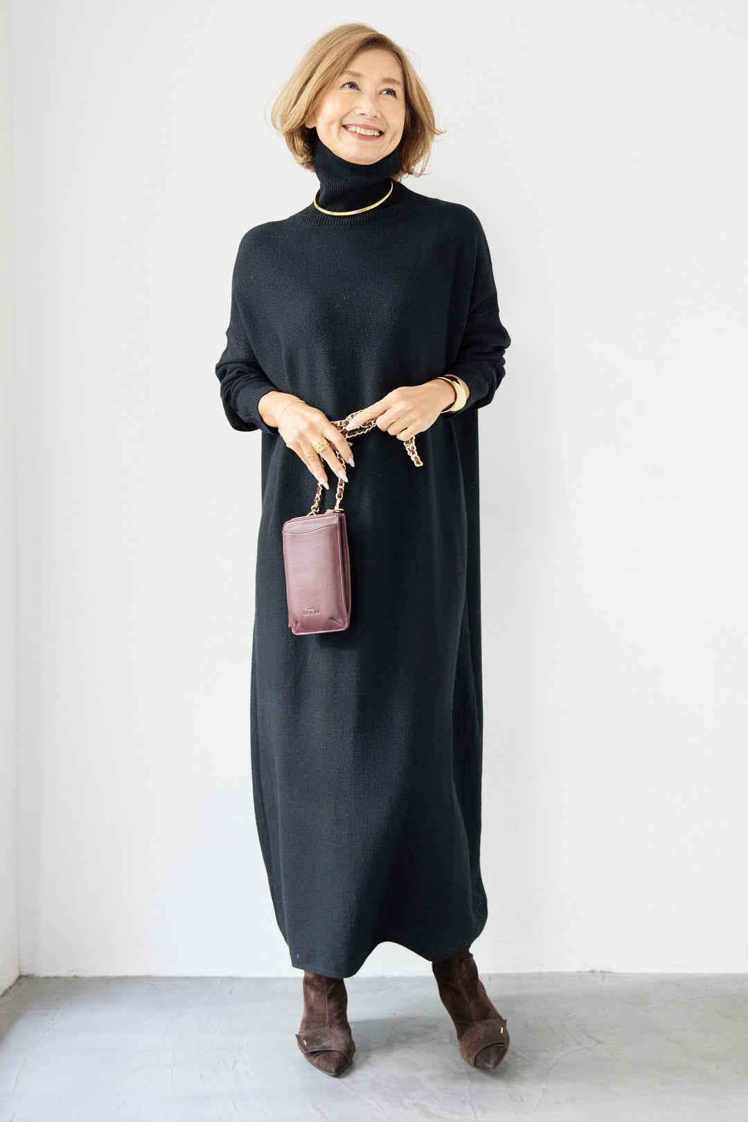 ソフトタッチタートルニットワンピース