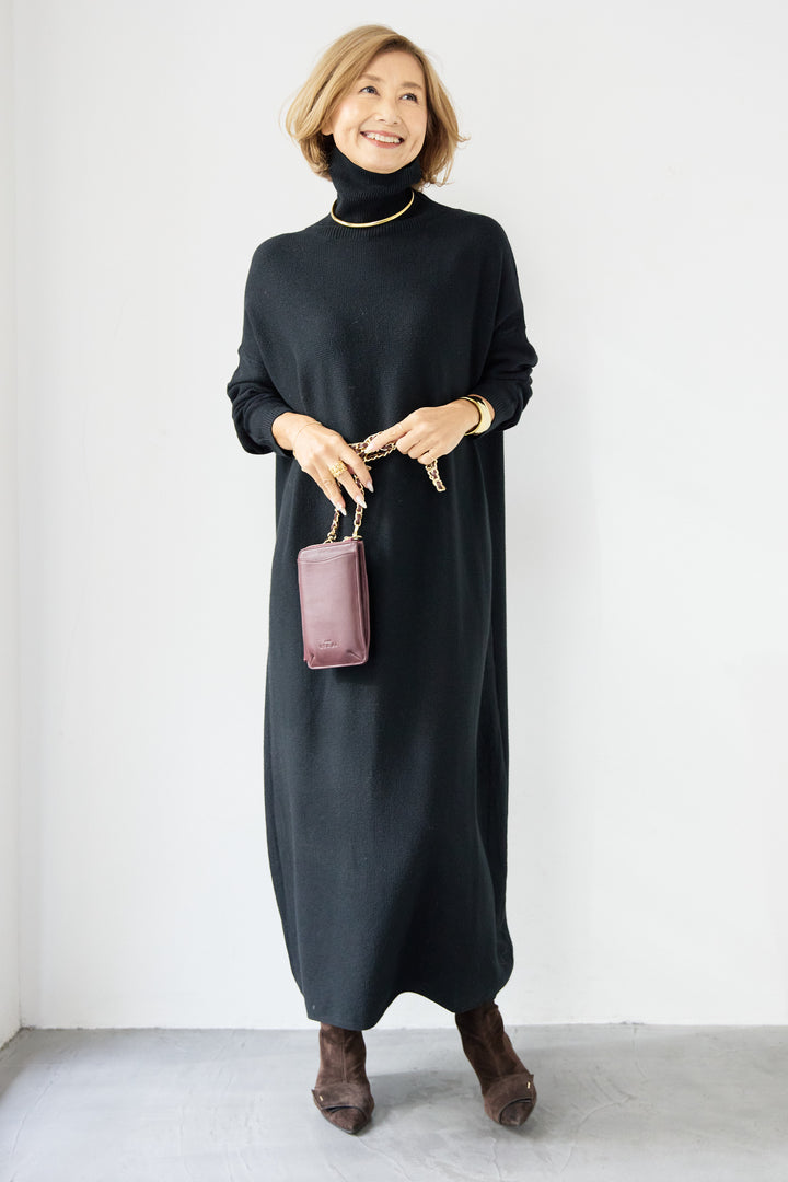 ソフトタッチタートルニットワンピース