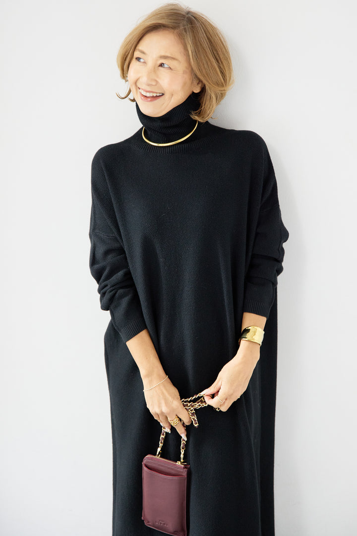 ソフトタッチタートルニットワンピース