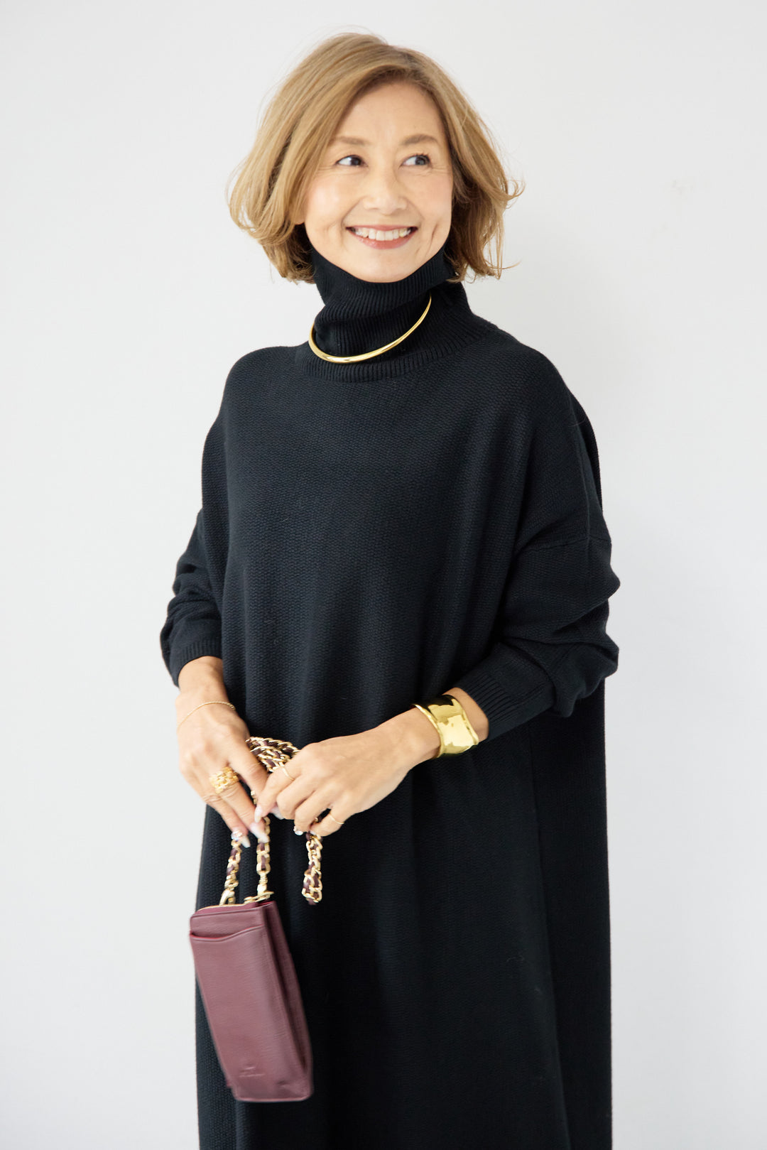 ソフトタッチタートルニットワンピース