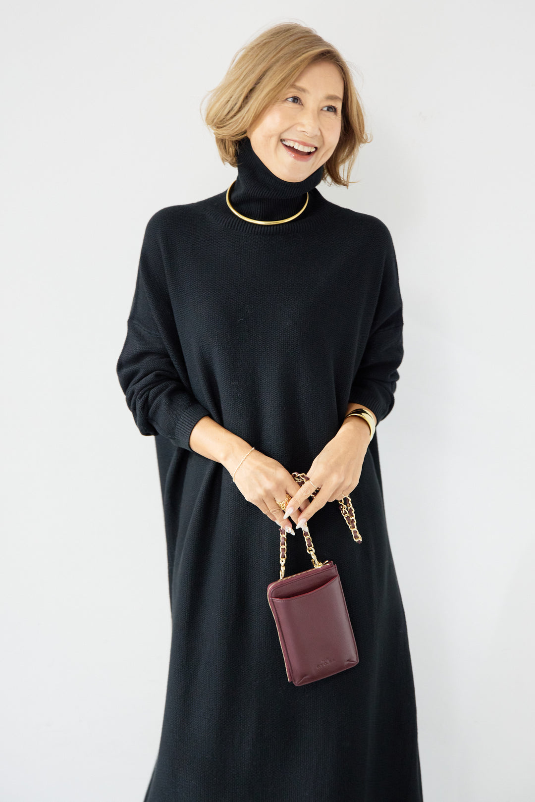 ソフトタッチタートルニットワンピース