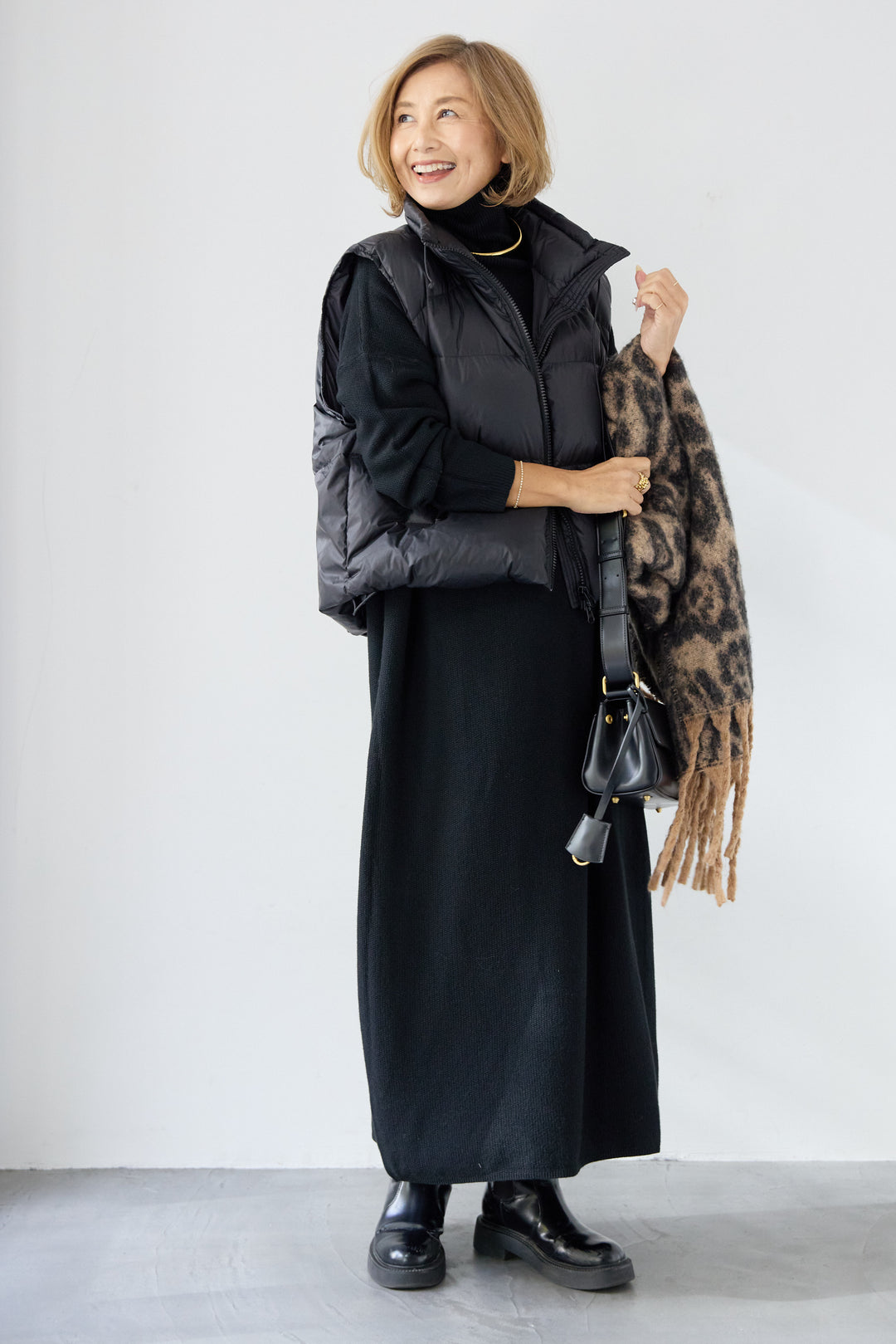 ソフトタッチタートルニットワンピース