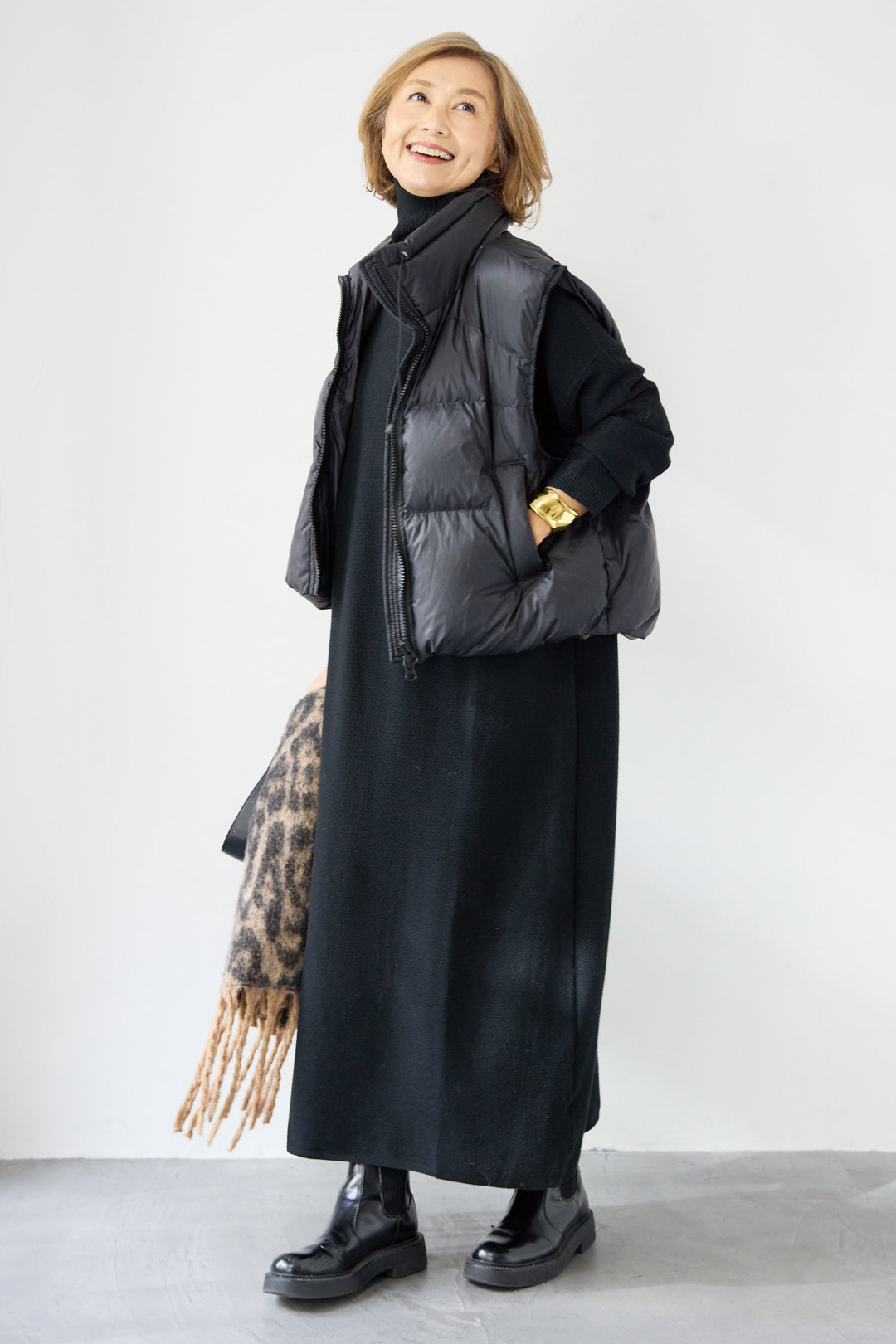 ソフトタッチタートルニットワンピース