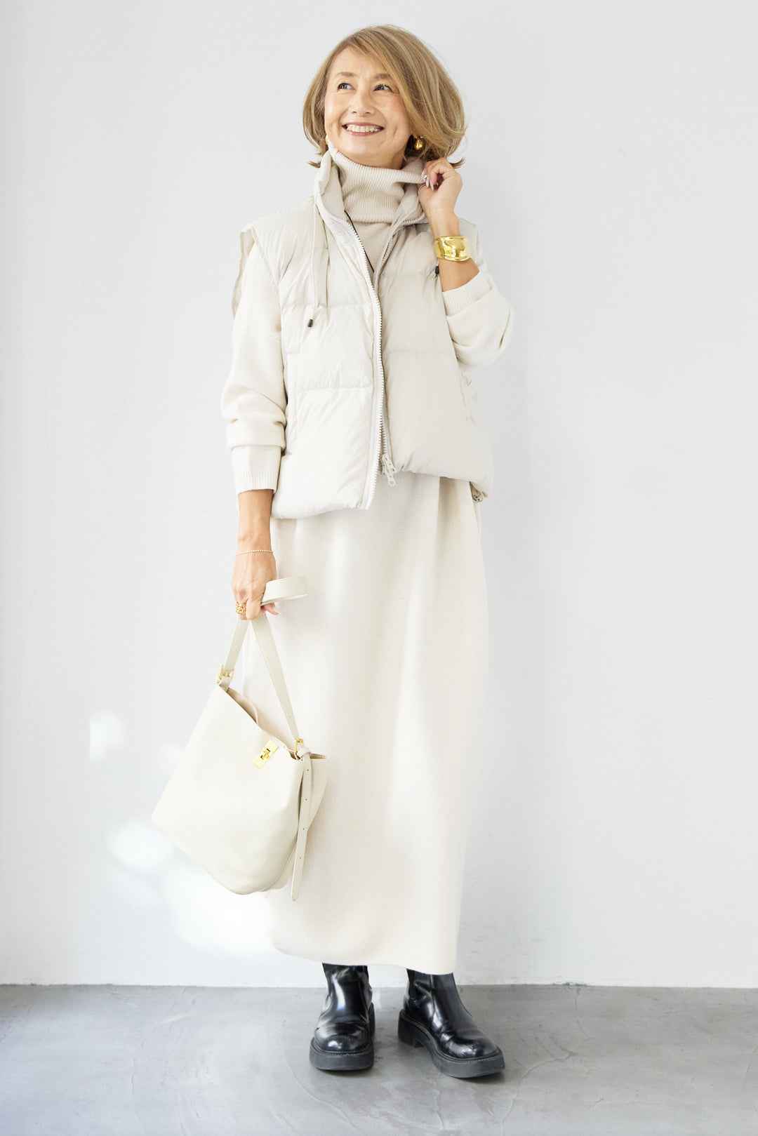 ソフトタッチタートルニットワンピース