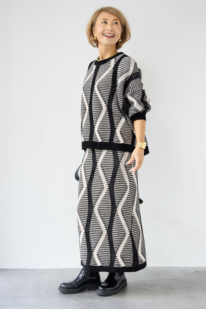 モールヤーン ジャガードニットプルオーバー