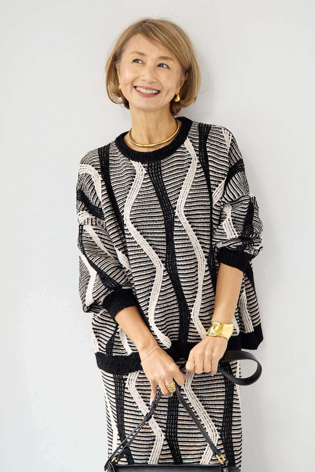 モールヤーン ジャガードニットプルオーバー