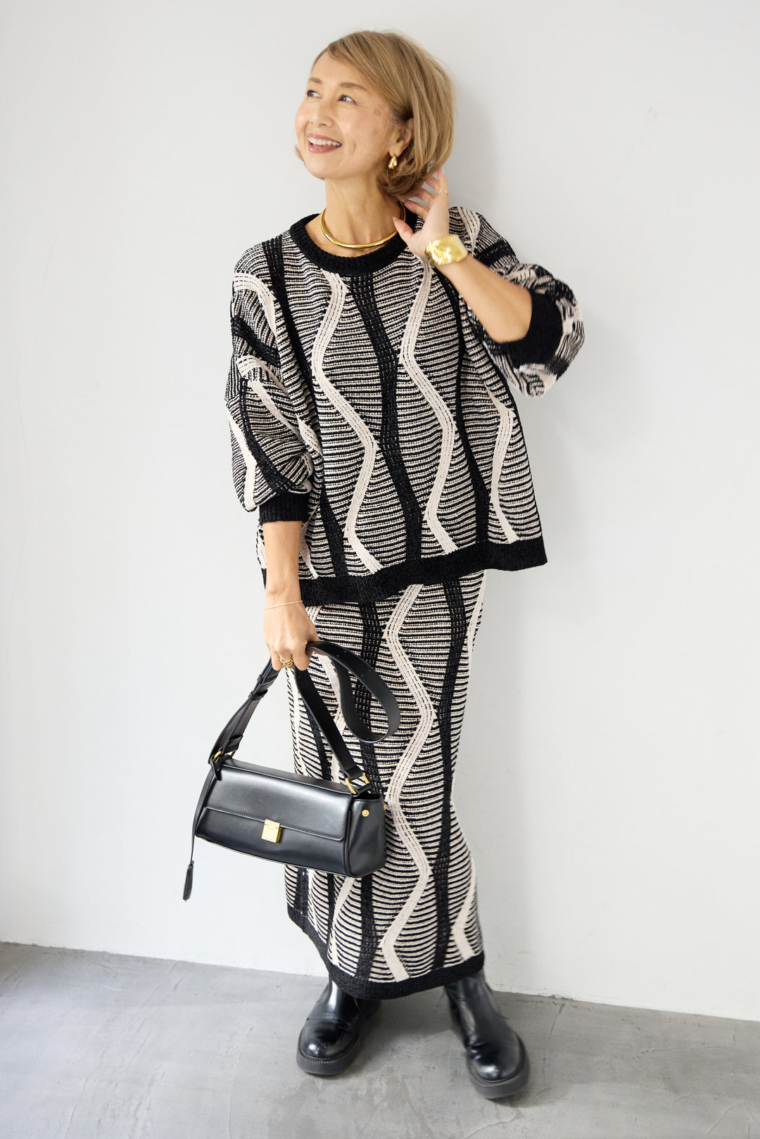 モールヤーン ジャガードニットプルオーバー