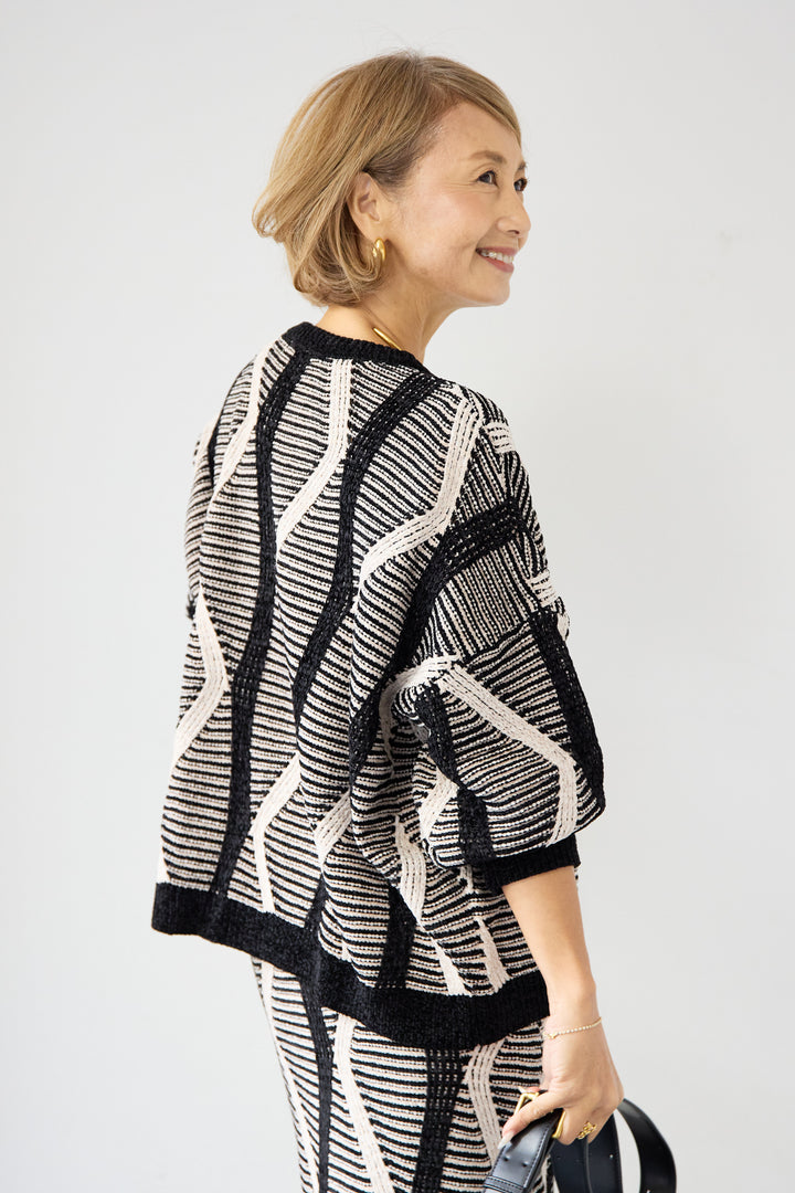 モールヤーン ジャガードニットプルオーバー