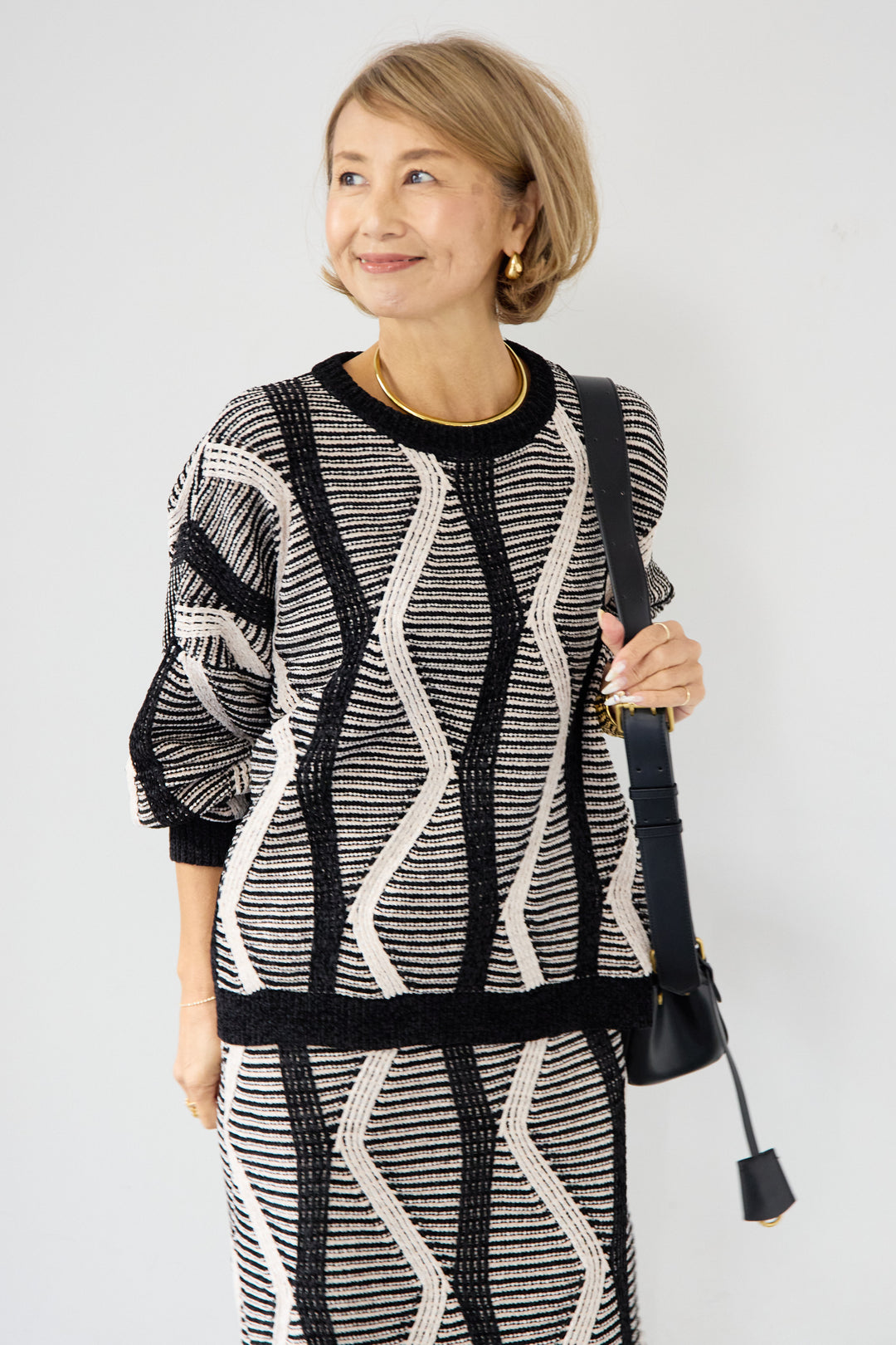 モールヤーン ジャガードニットプルオーバー