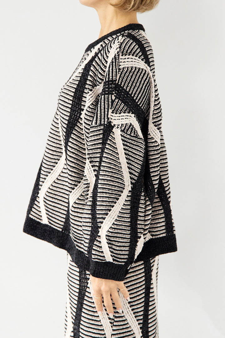 モールヤーン ジャガードニットプルオーバー