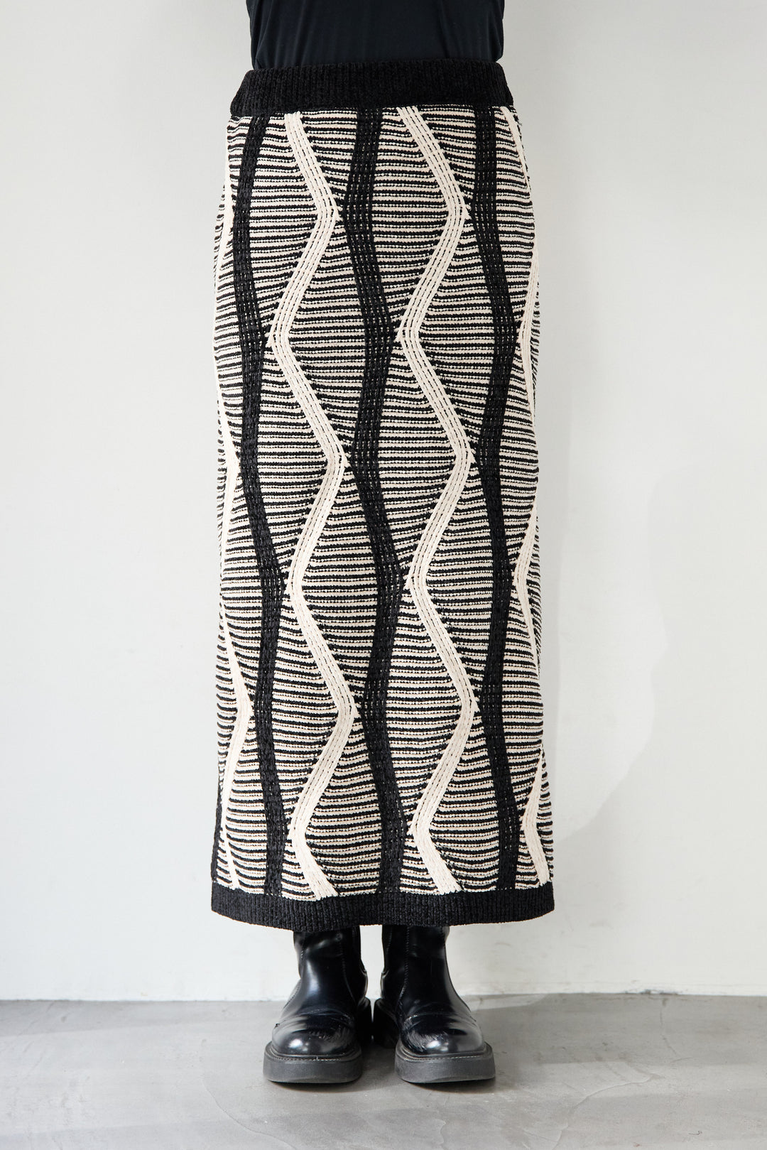 [SET]モールヤーン ジャガードニットプルオーバー+モールヤーン ジャガード Iラインスカート(2set)