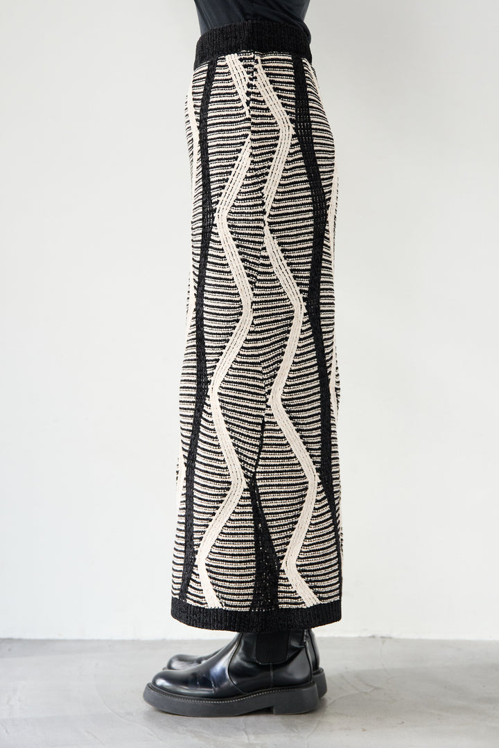 [SET]モールヤーン ジャガードニットプルオーバー+モールヤーン ジャガード Iラインスカート(2set)