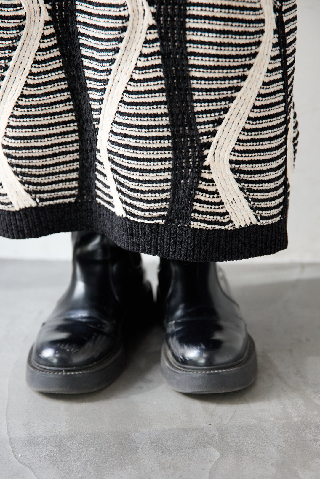 [SET]モールヤーン ジャガードニットプルオーバー+モールヤーン ジャガード Iラインスカート(2set)