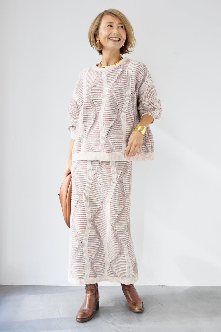 モールヤーン ジャガードニットプルオーバー