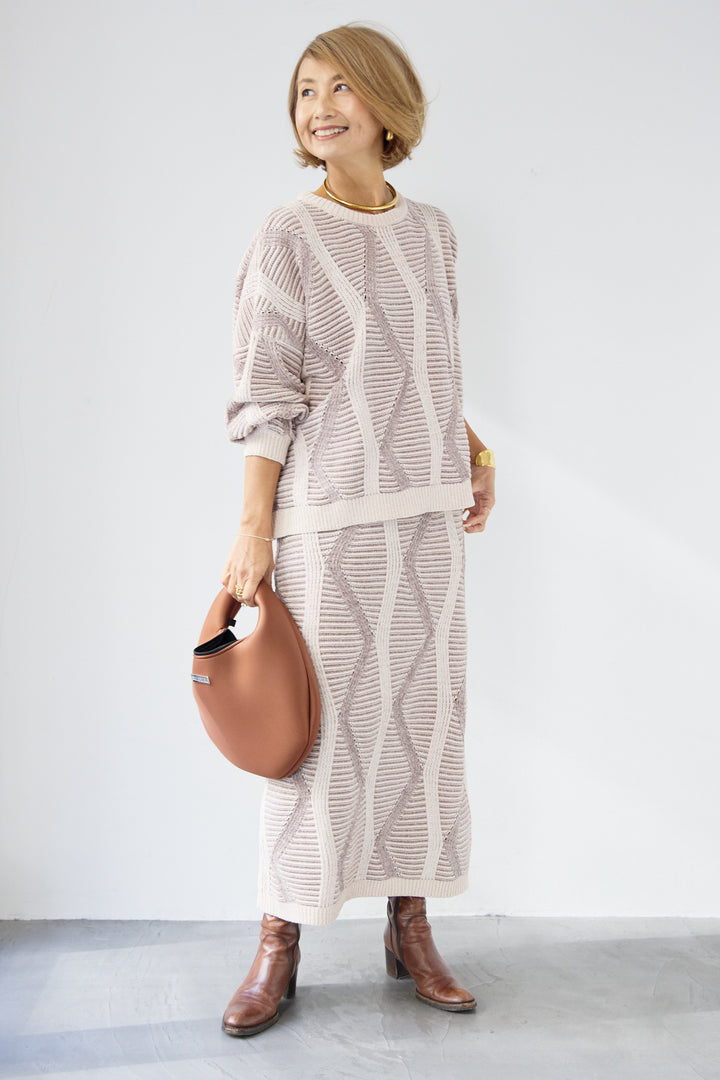 モールヤーン ジャガードニットプルオーバー