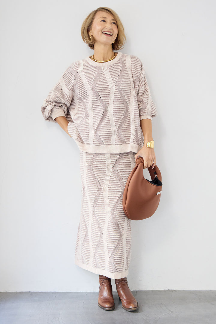 モールヤーン ジャガードニットプルオーバー