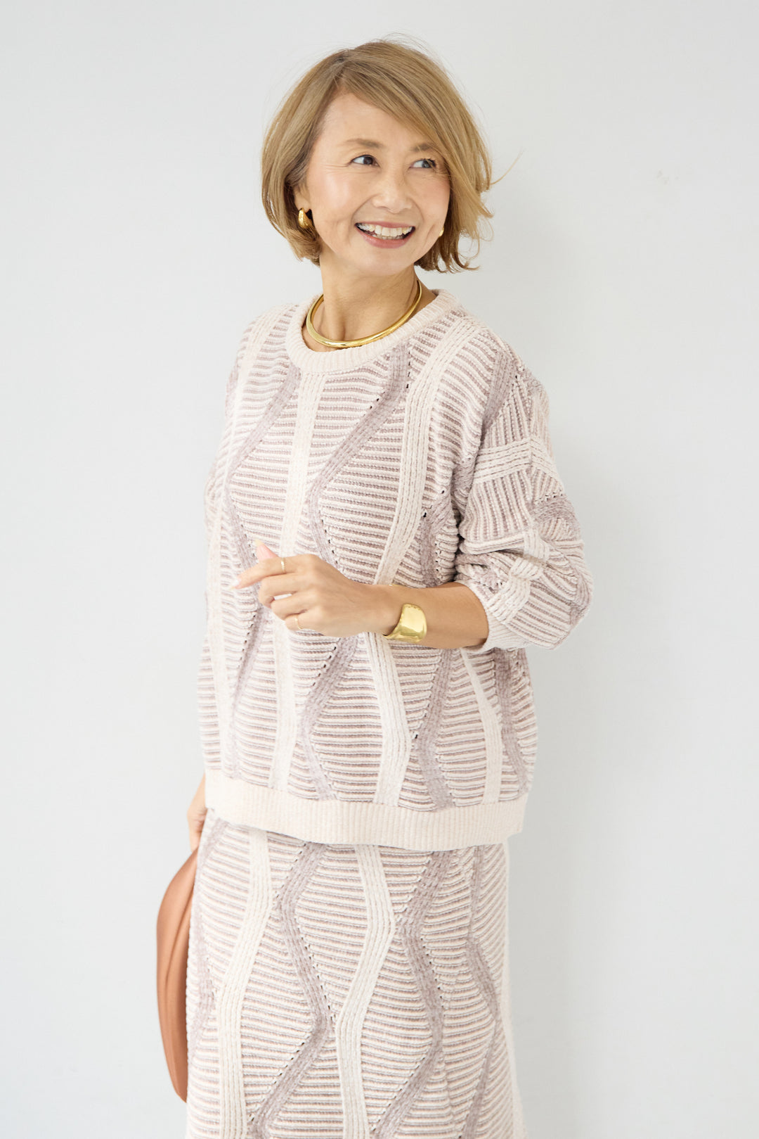 モールヤーン ジャガードニットプルオーバー