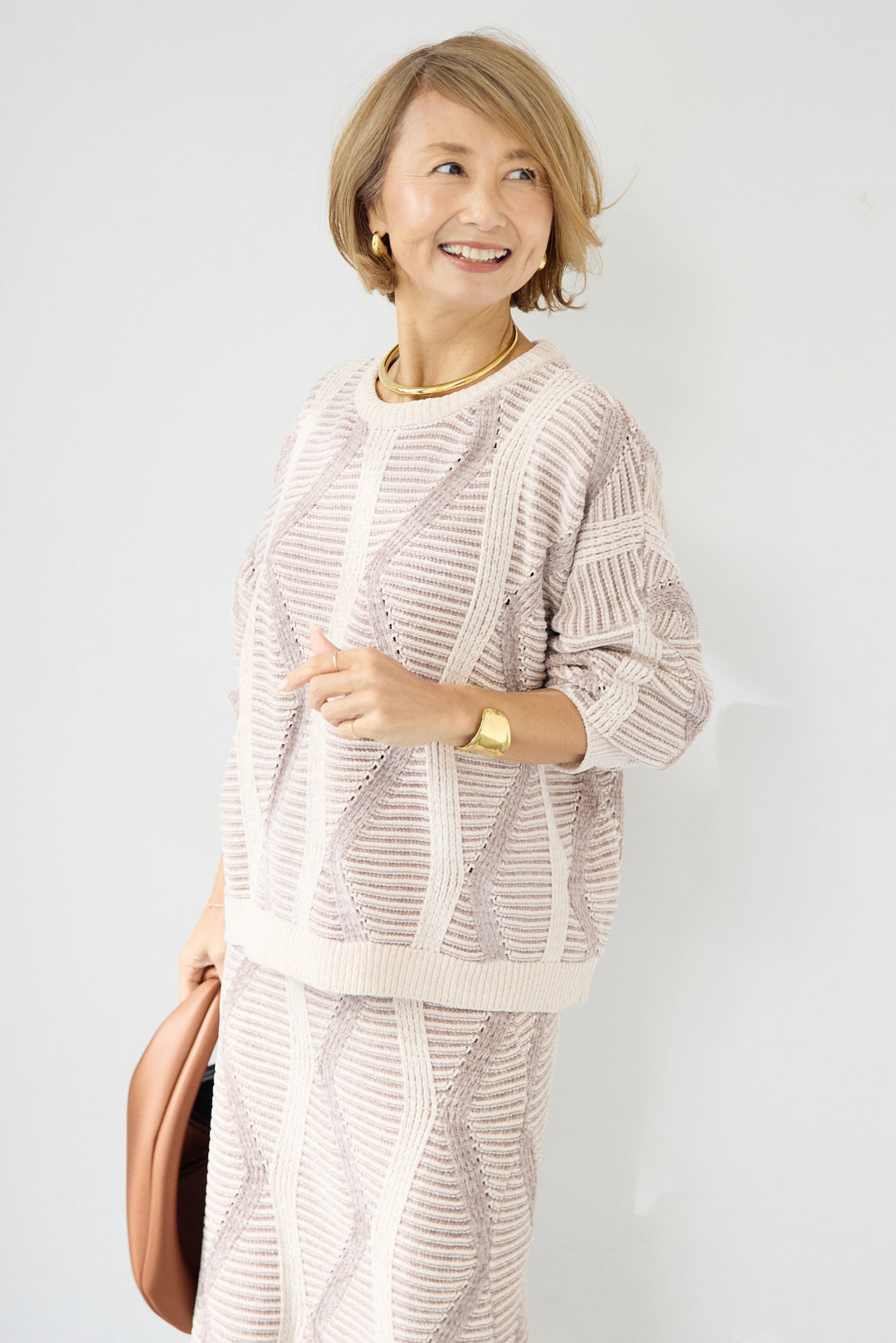 モールヤーン ジャガードニットプルオーバー