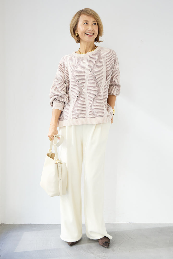 モールヤーン ジャガードニットプルオーバー