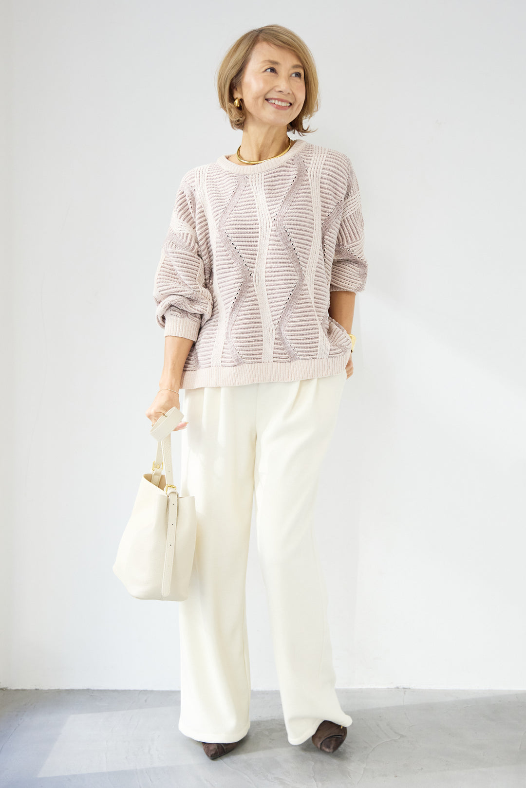 モールヤーン ジャガードニットプルオーバー