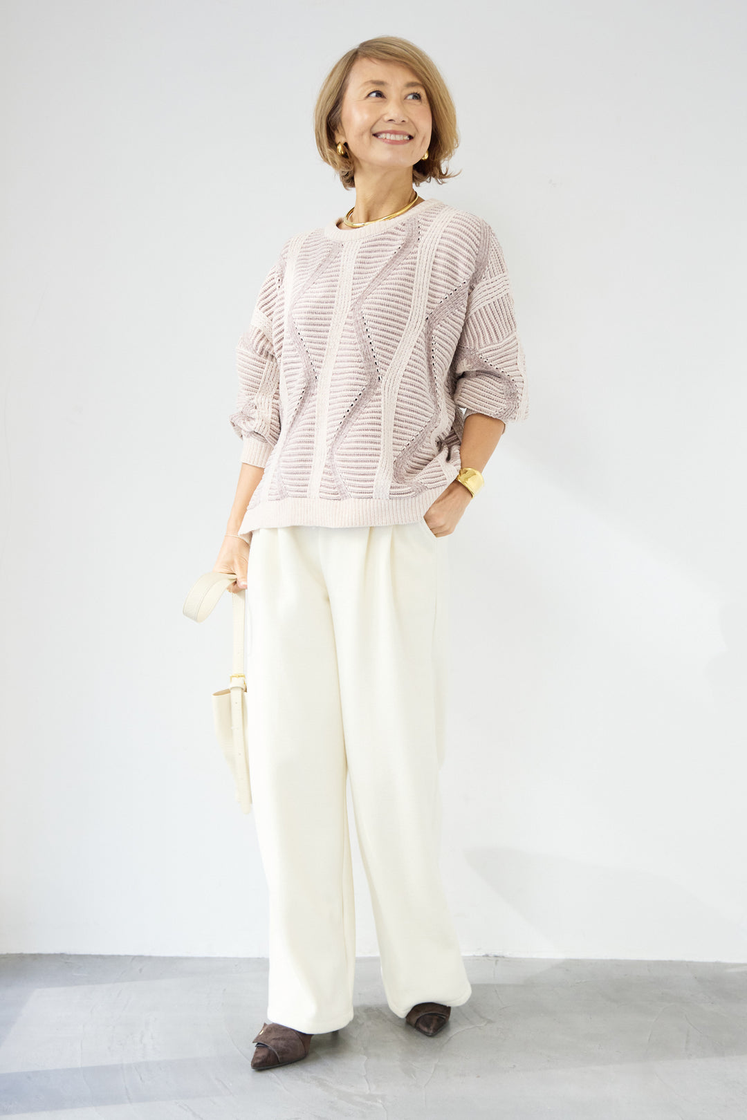 モールヤーン ジャガードニットプルオーバー