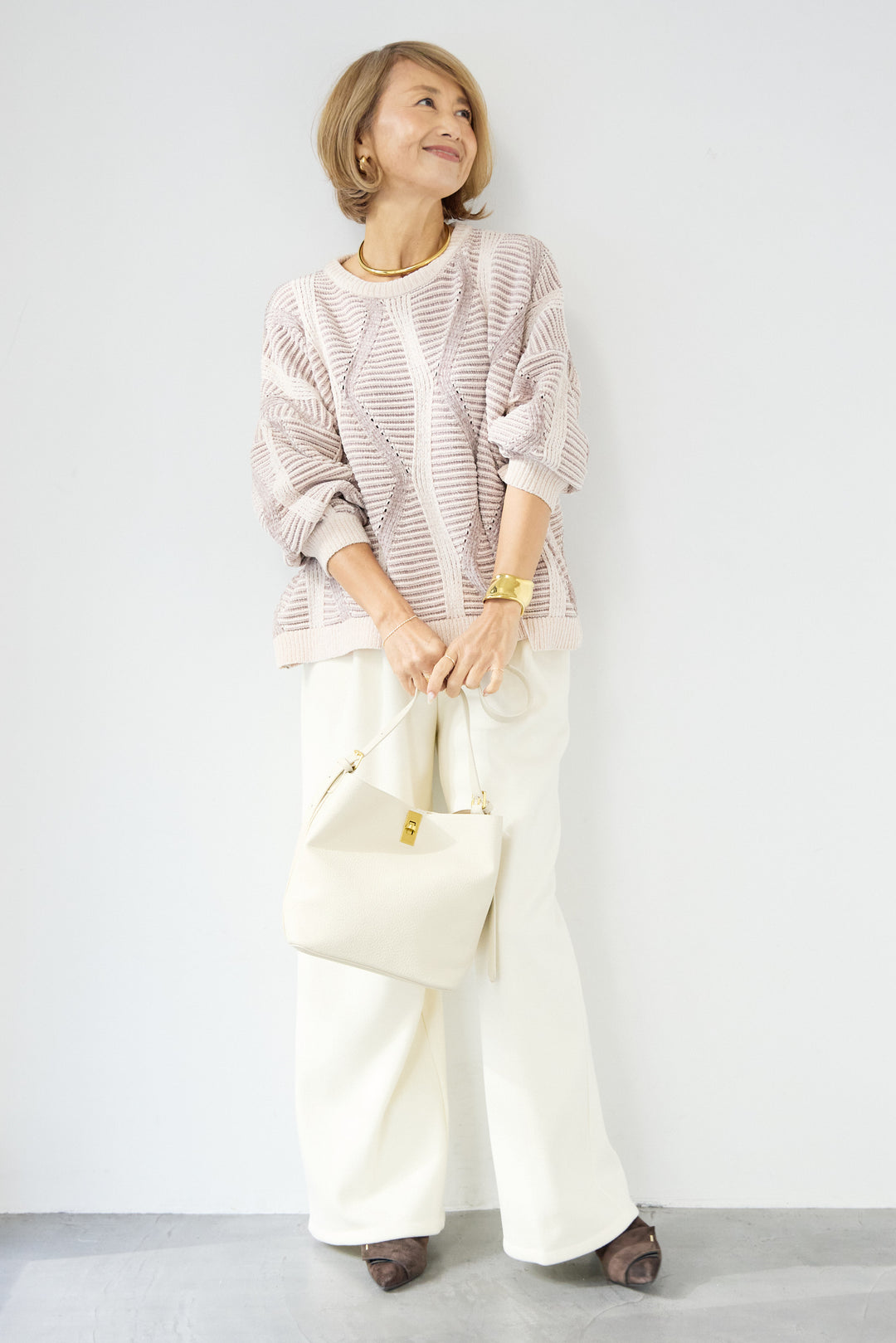 モールヤーン ジャガードニットプルオーバー