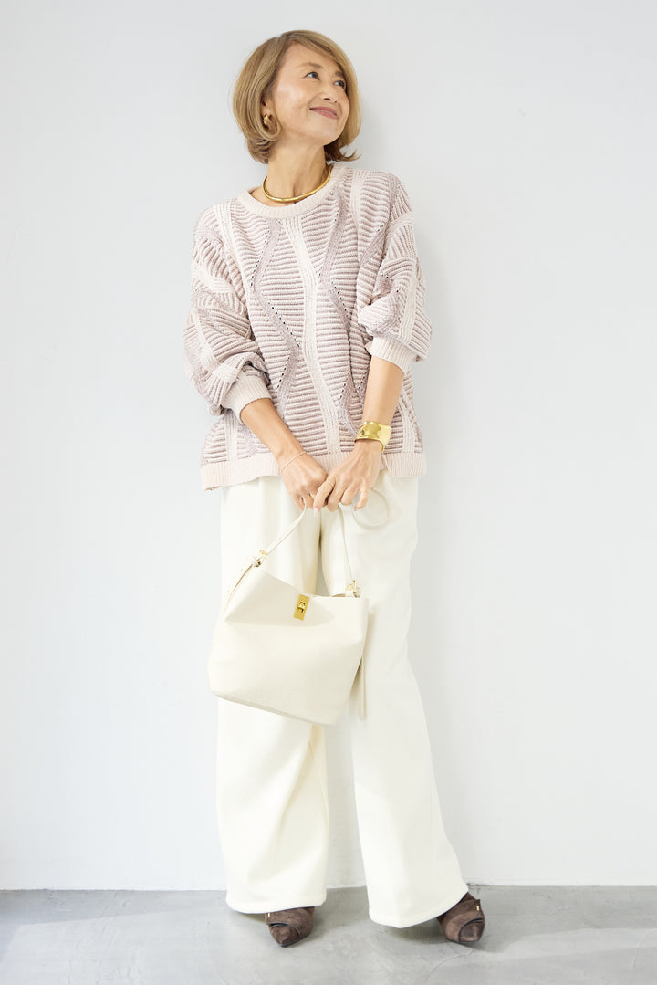 モールヤーン ジャガードニットプルオーバー