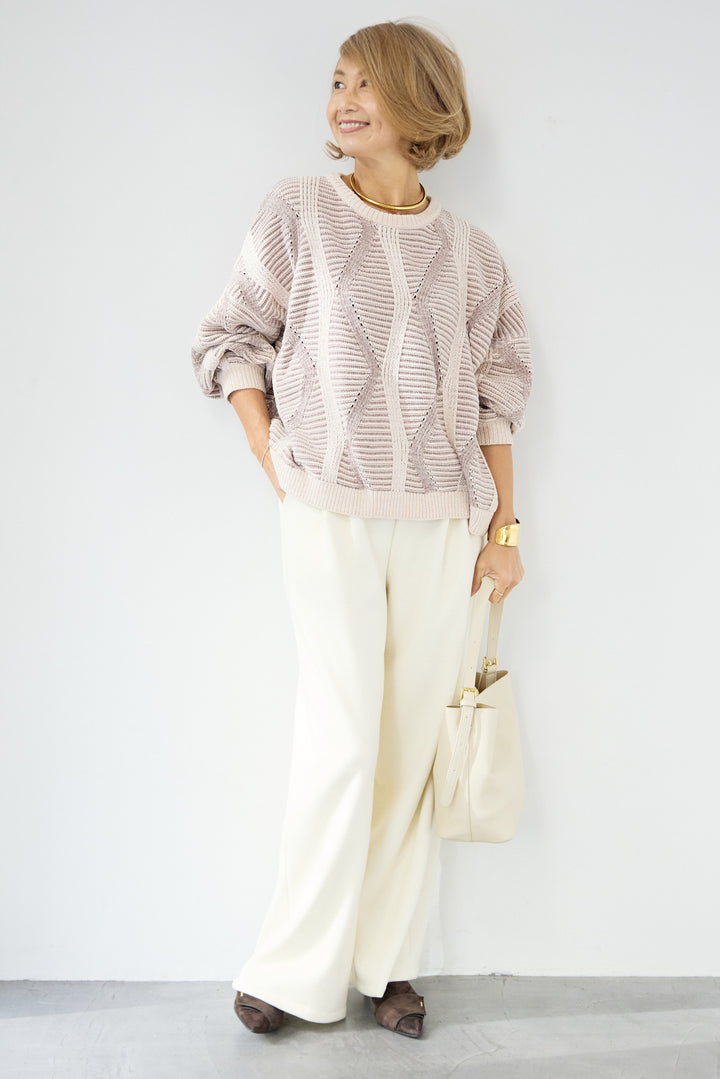 裏起毛イージーワイドパンツ