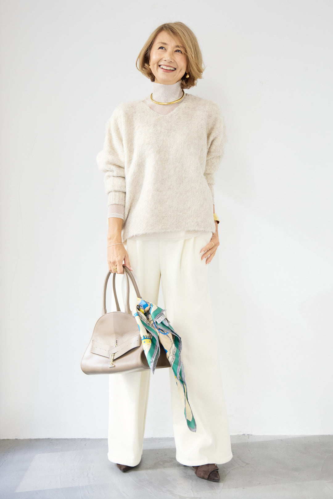 モールヤーン ジャガードニットプルオーバー