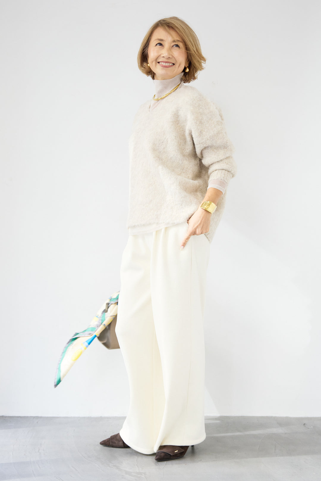 裏起毛イージーワイドパンツ