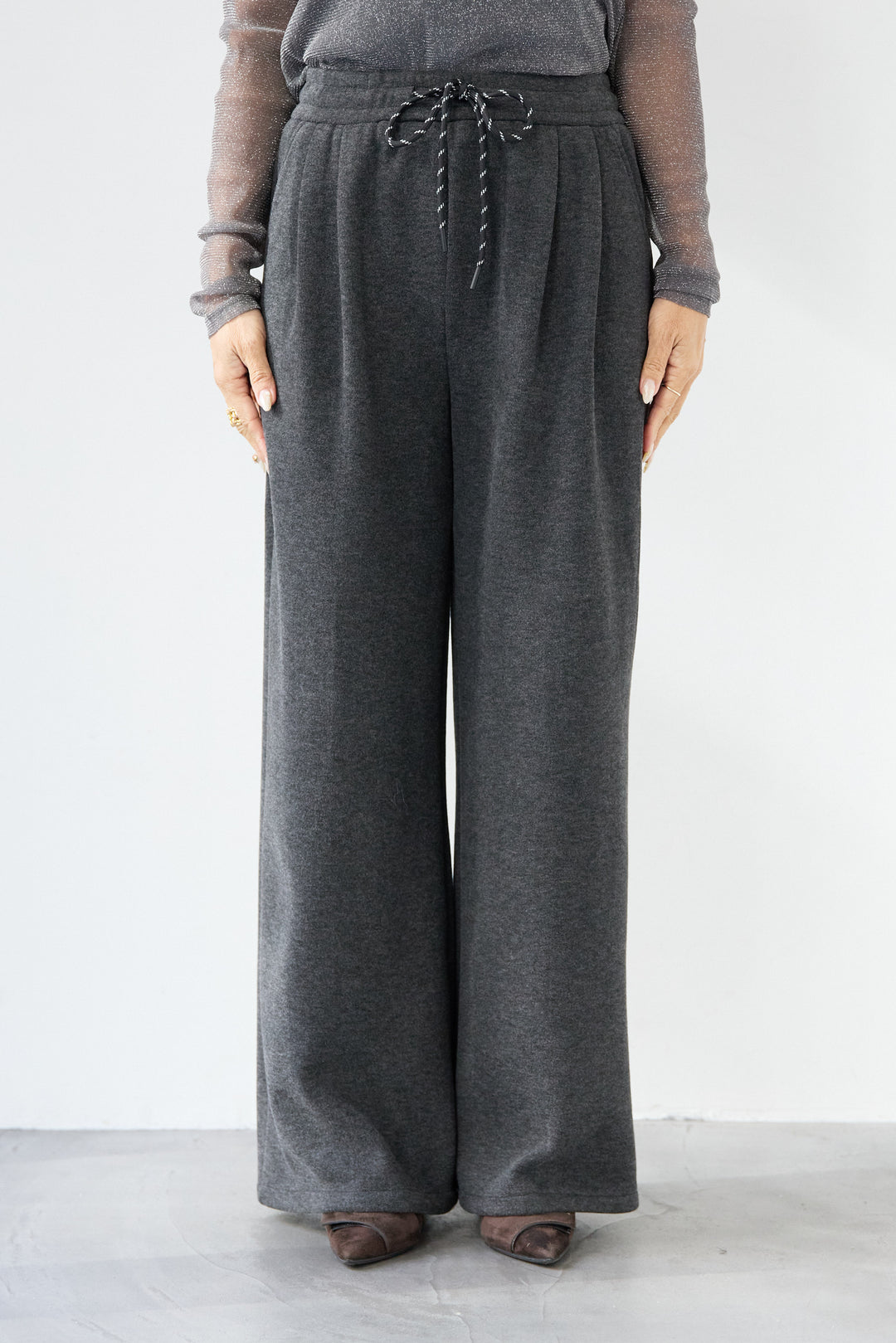 裏起毛イージーワイドパンツ