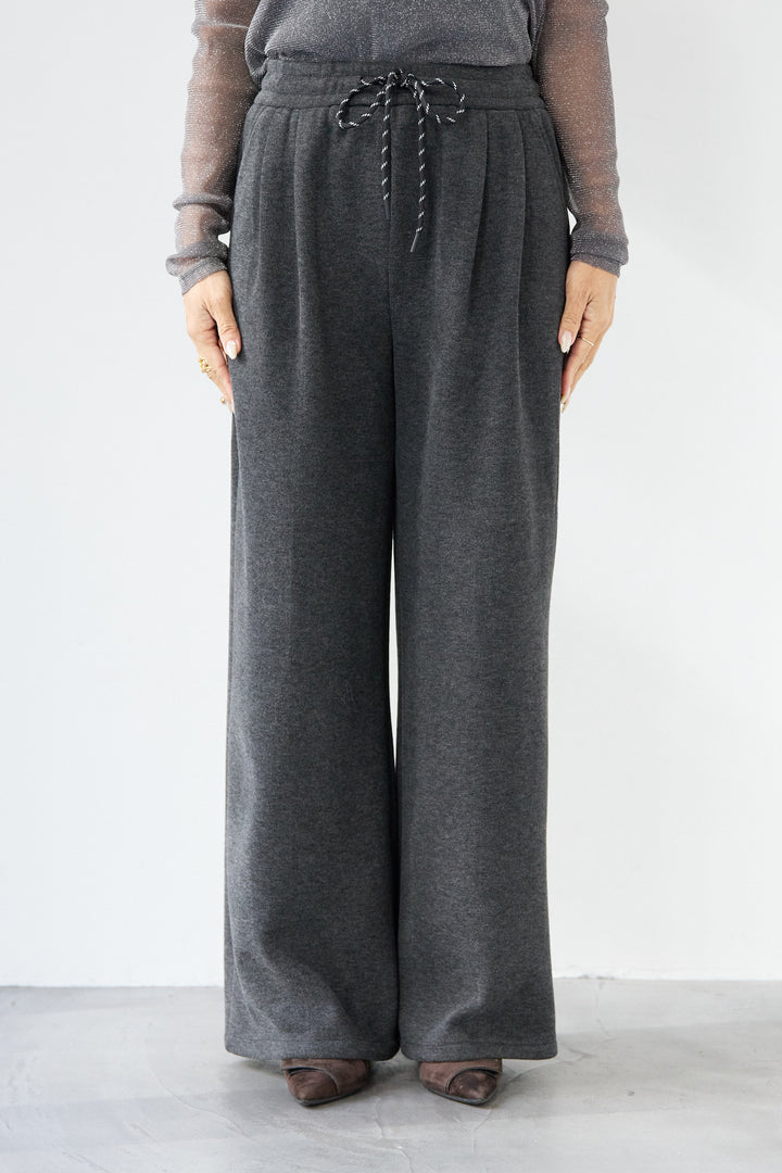 裏起毛イージーワイドパンツ