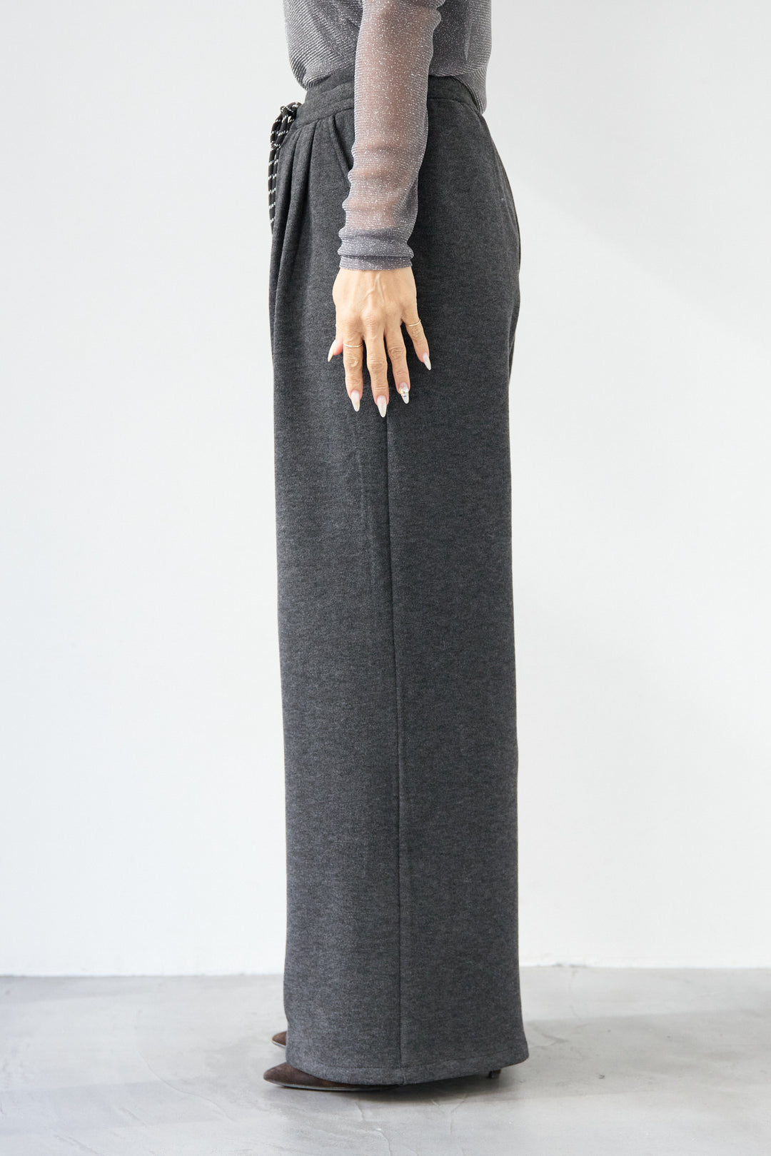 裏起毛イージーワイドパンツ