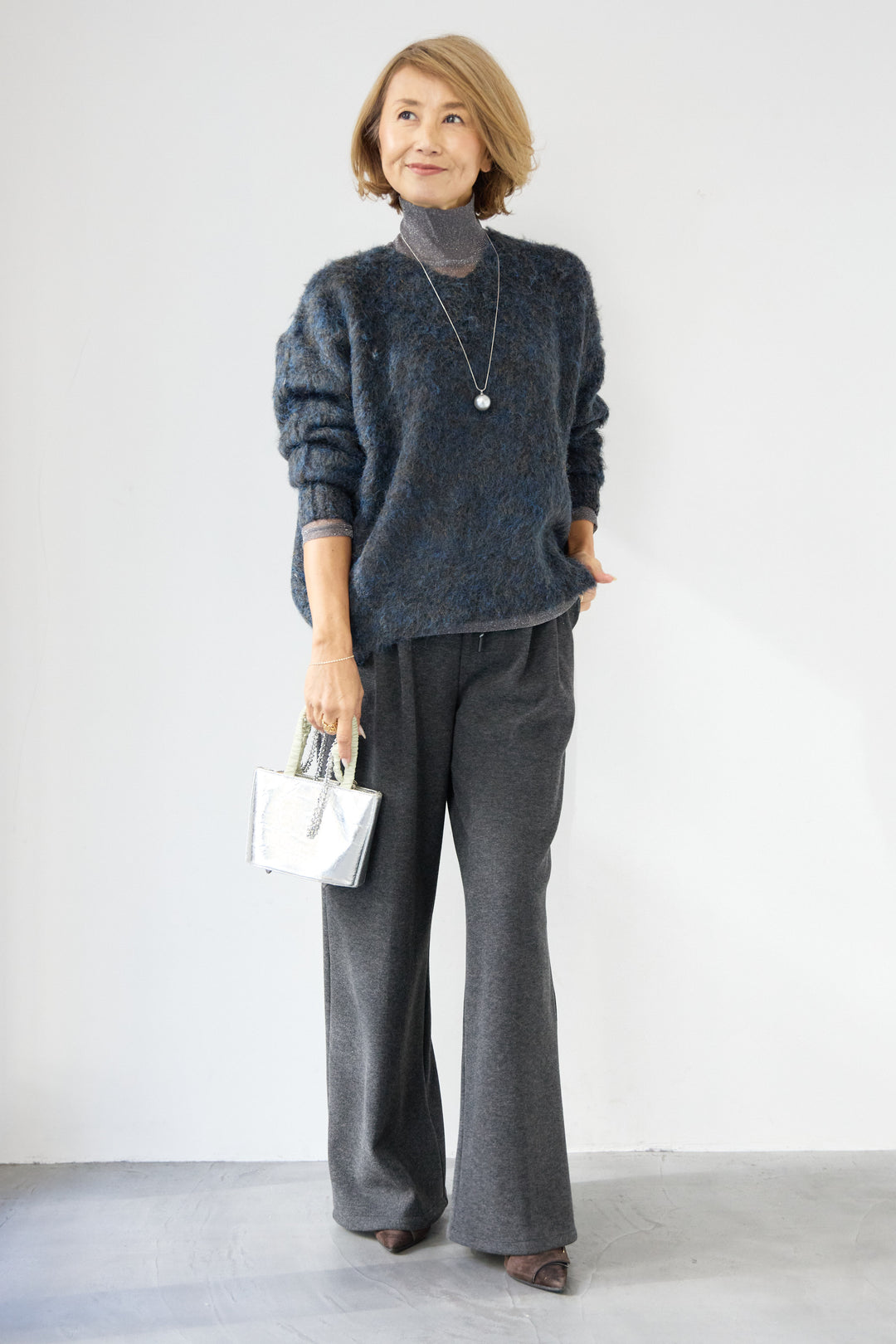 裏起毛イージーワイドパンツ