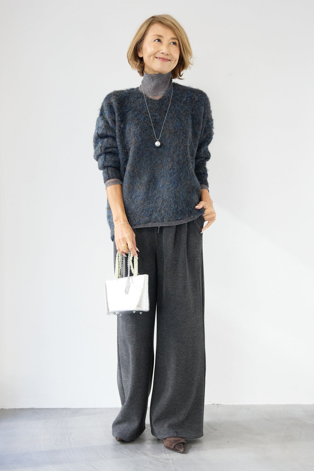 裏起毛イージーワイドパンツ