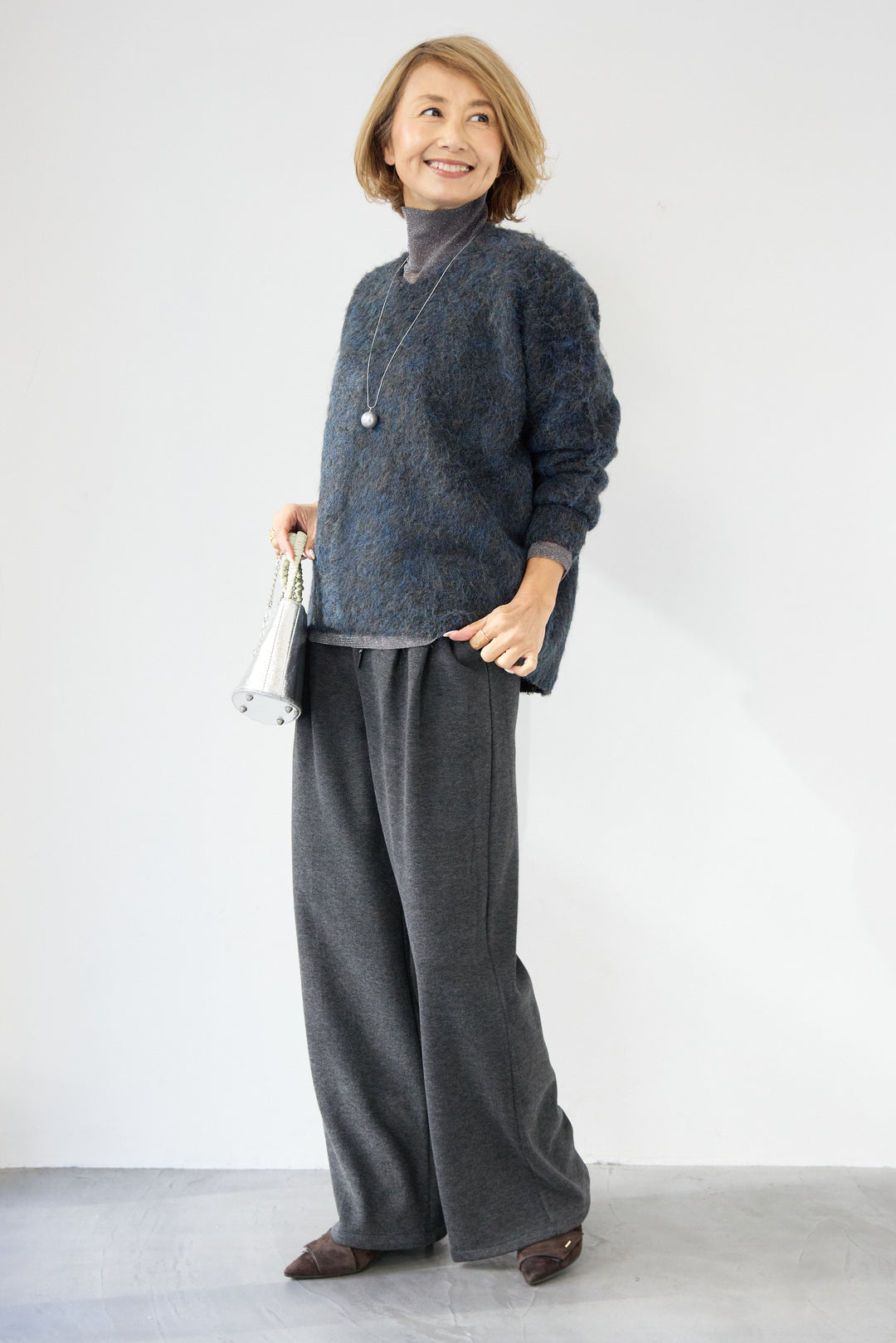 裏起毛イージーワイドパンツ