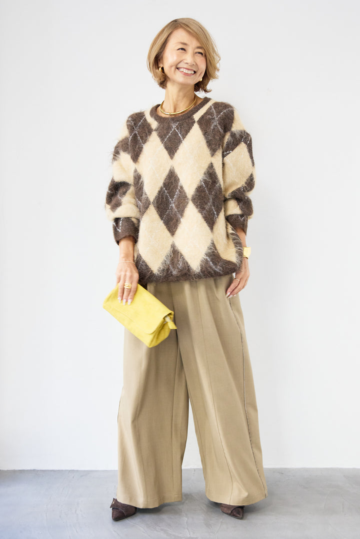 サイドライン ワイドストレートパンツ