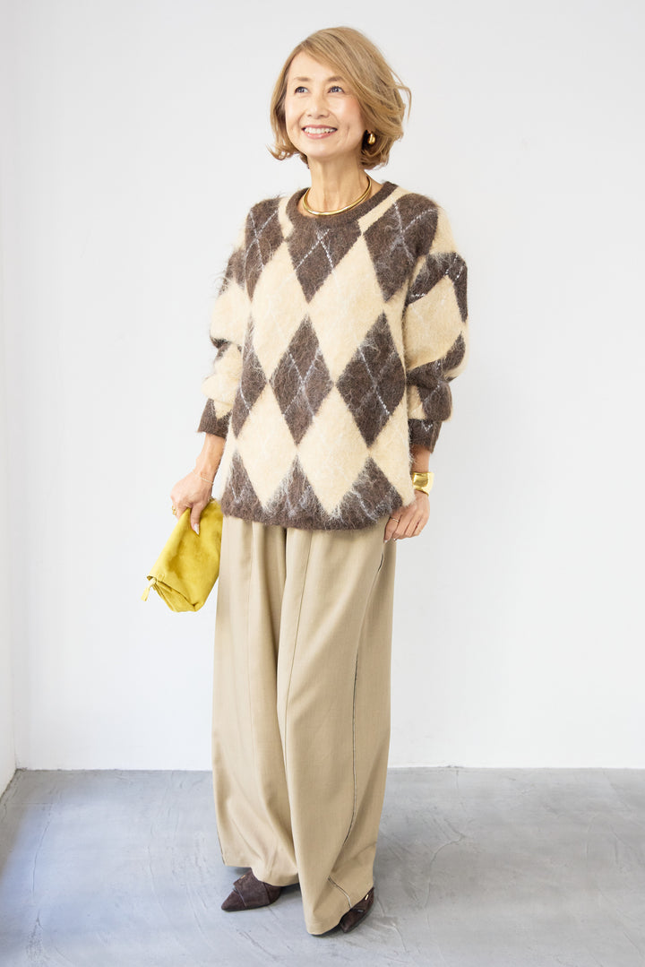 サイドライン ワイドストレートパンツ