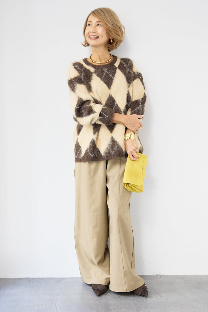 サイドライン ワイドストレートパンツ