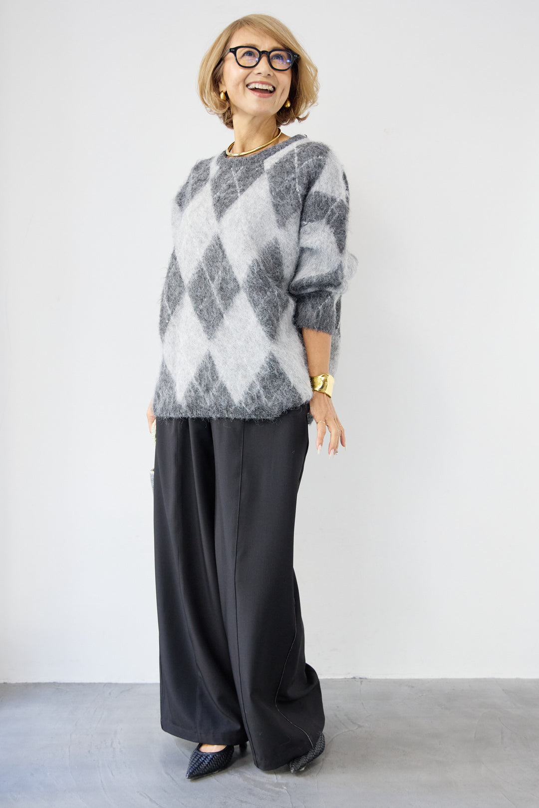 サイドライン ワイドストレートパンツ