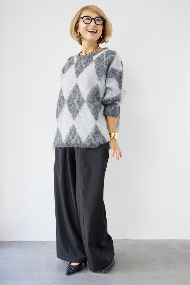 サイドライン ワイドストレートパンツ