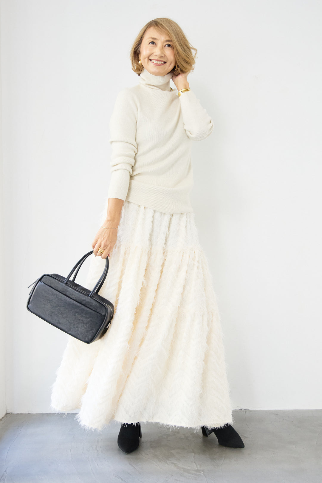 ホールガーメントタートルリブニット