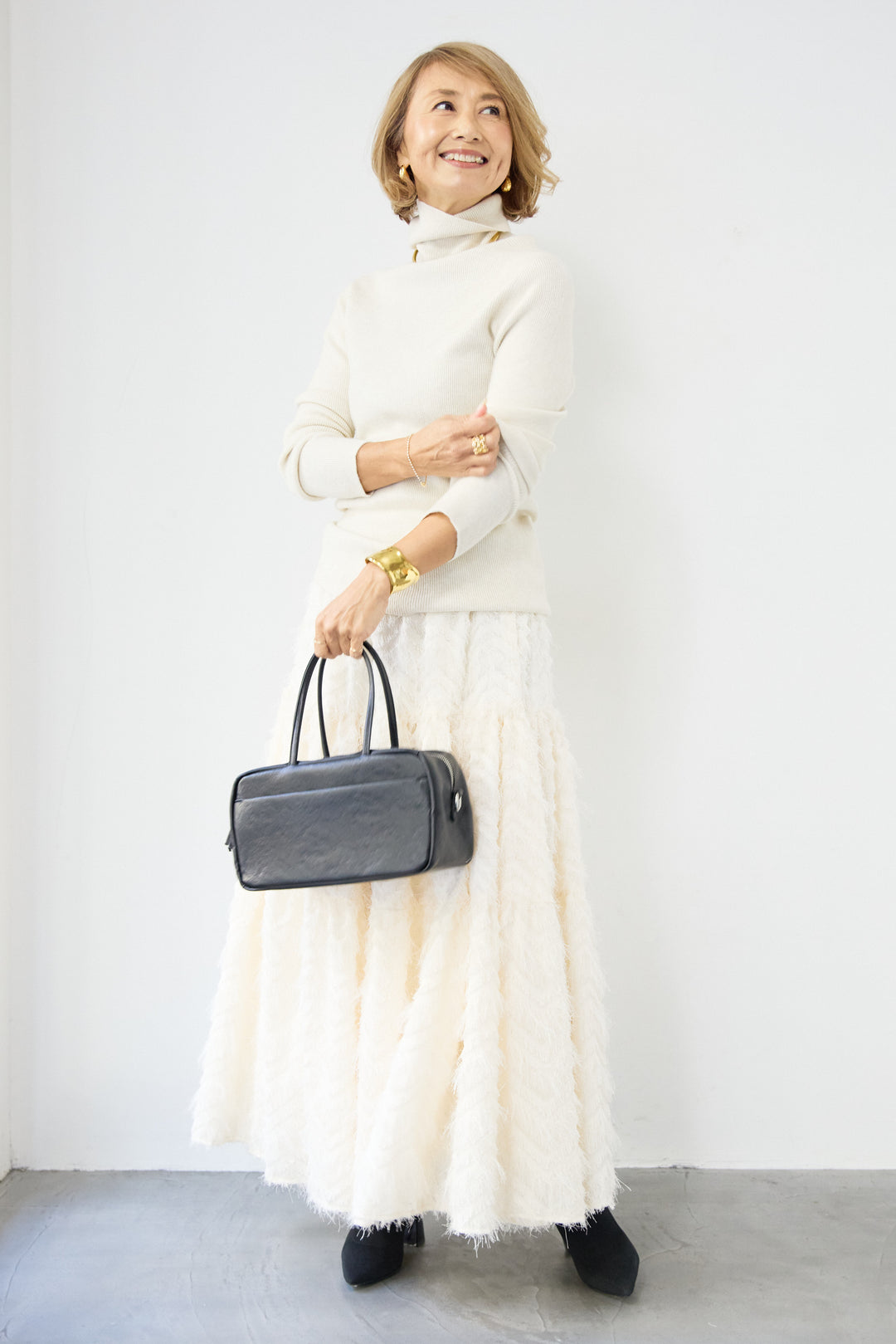 ホールガーメントタートルリブニット