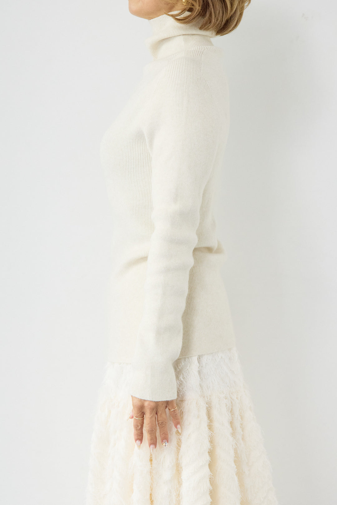 ホールガーメントタートルリブニット