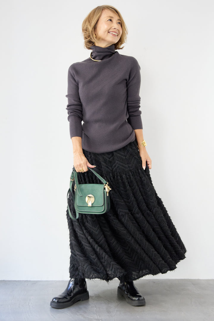 ホールガーメントタートルリブニット