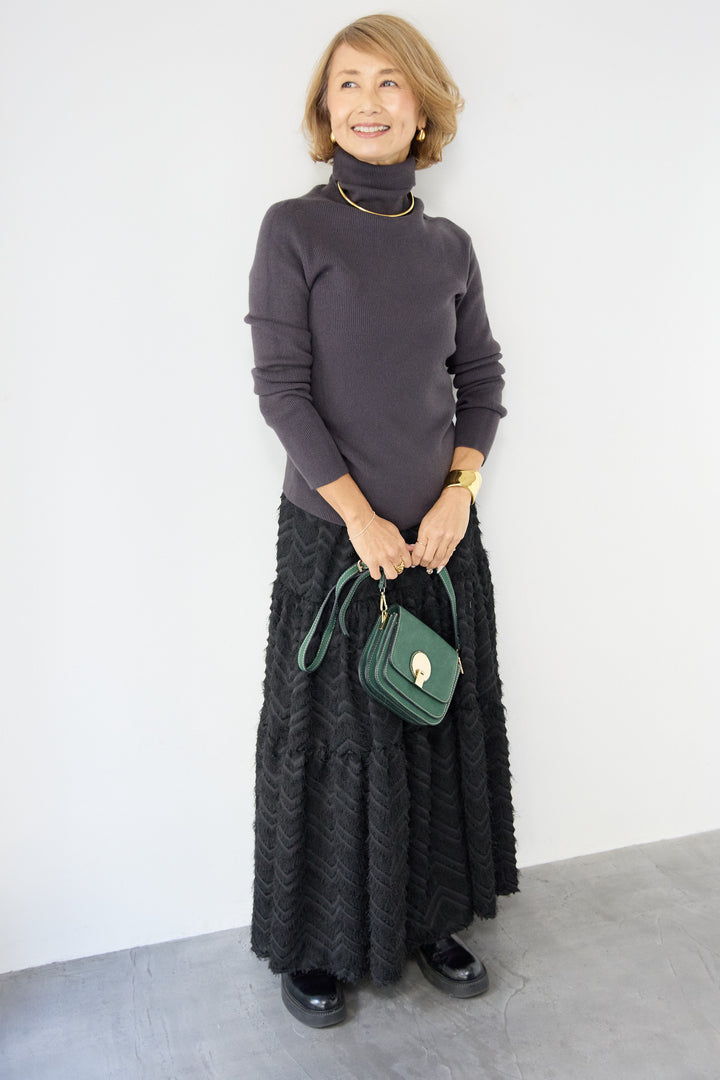 ホールガーメントタートルリブニット