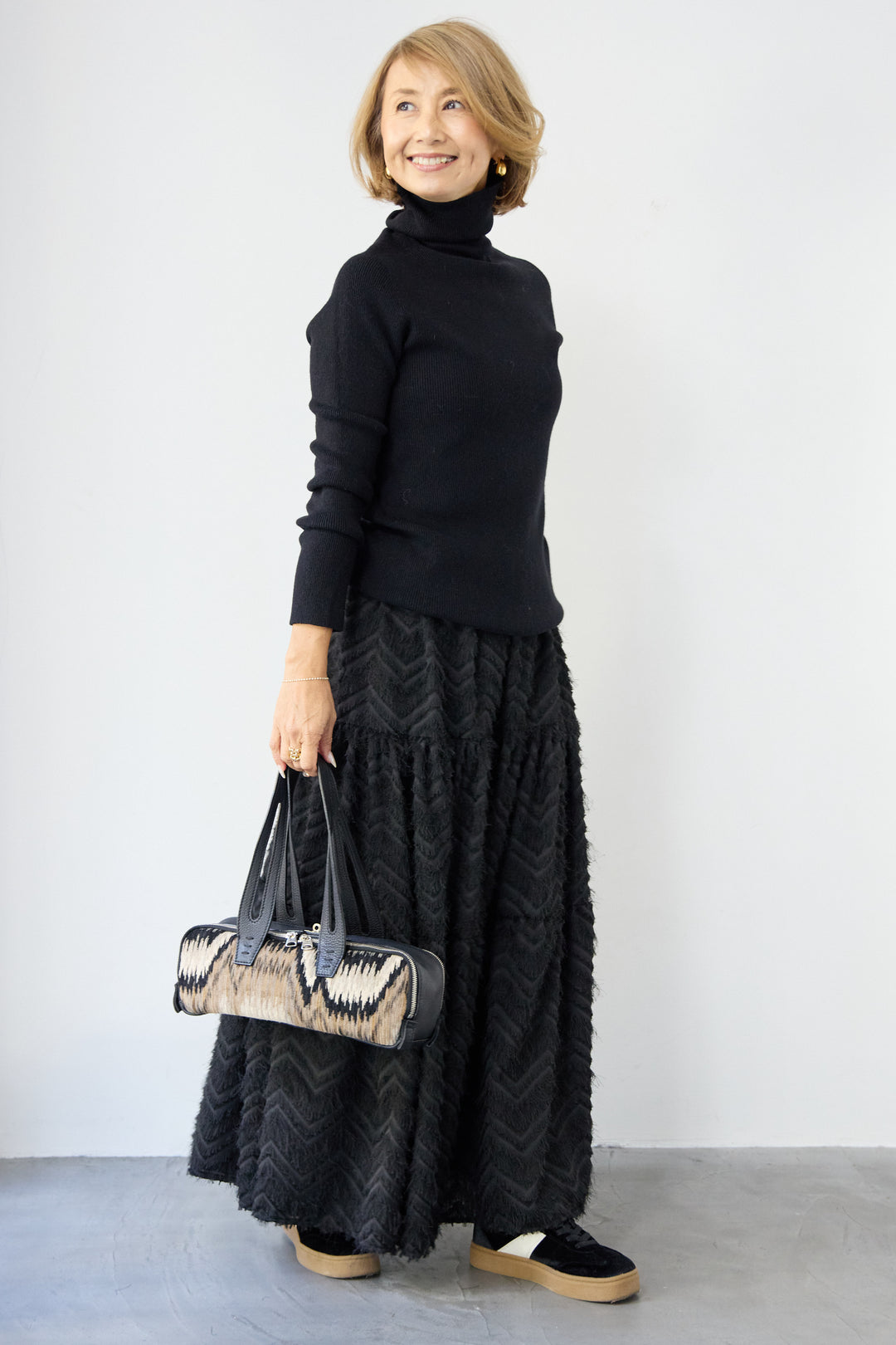 ホールガーメントタートルリブニット