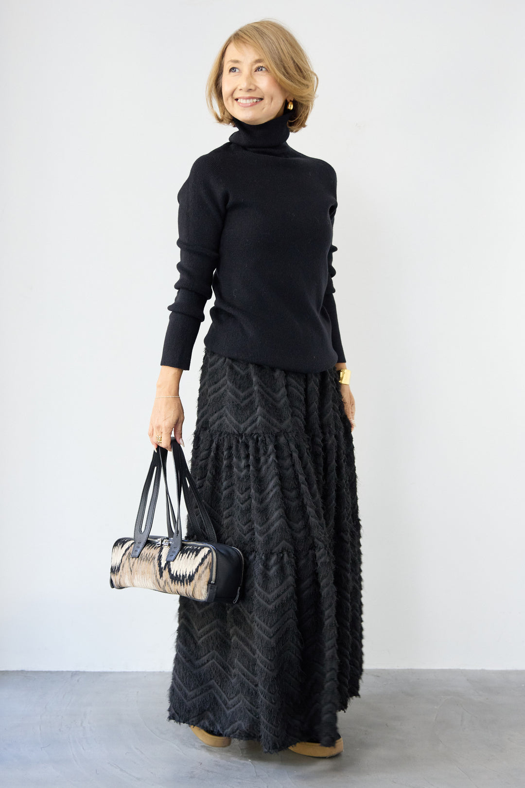 ホールガーメントタートルリブニット