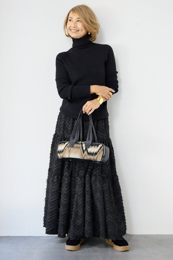 ホールガーメントタートルリブニット