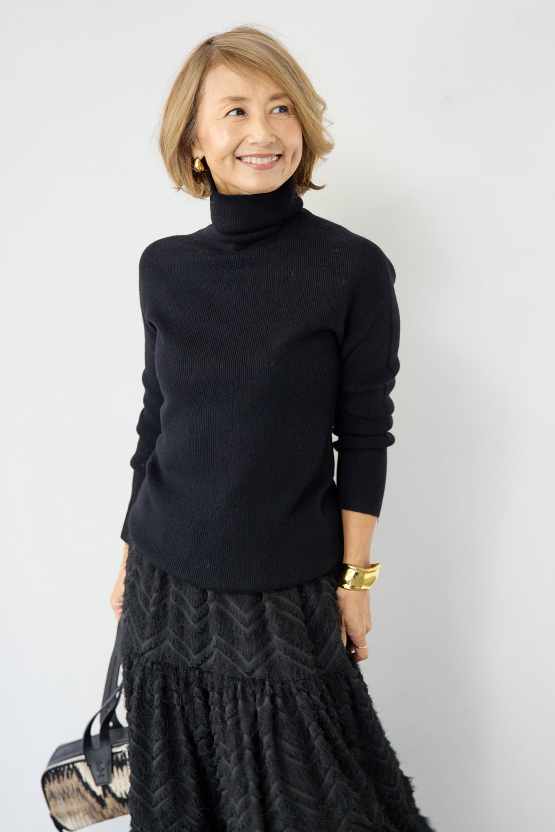 ホールガーメントタートルリブニット